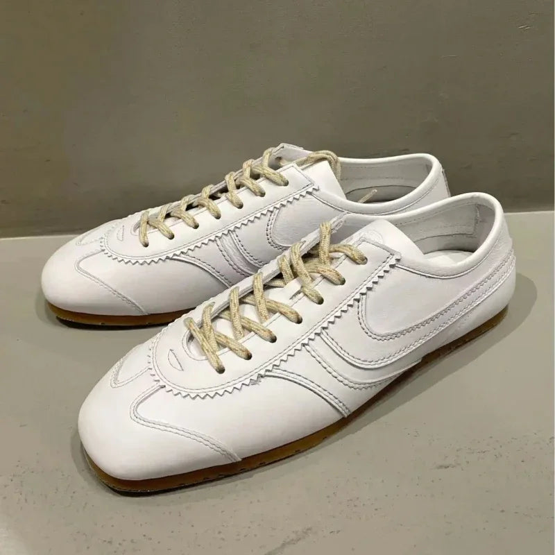 Women's Sports Shoes Genuine Leather 2025 Autumn Retro German Training Shoes High-Quality New Forrest Gump Women's Shoes Flat