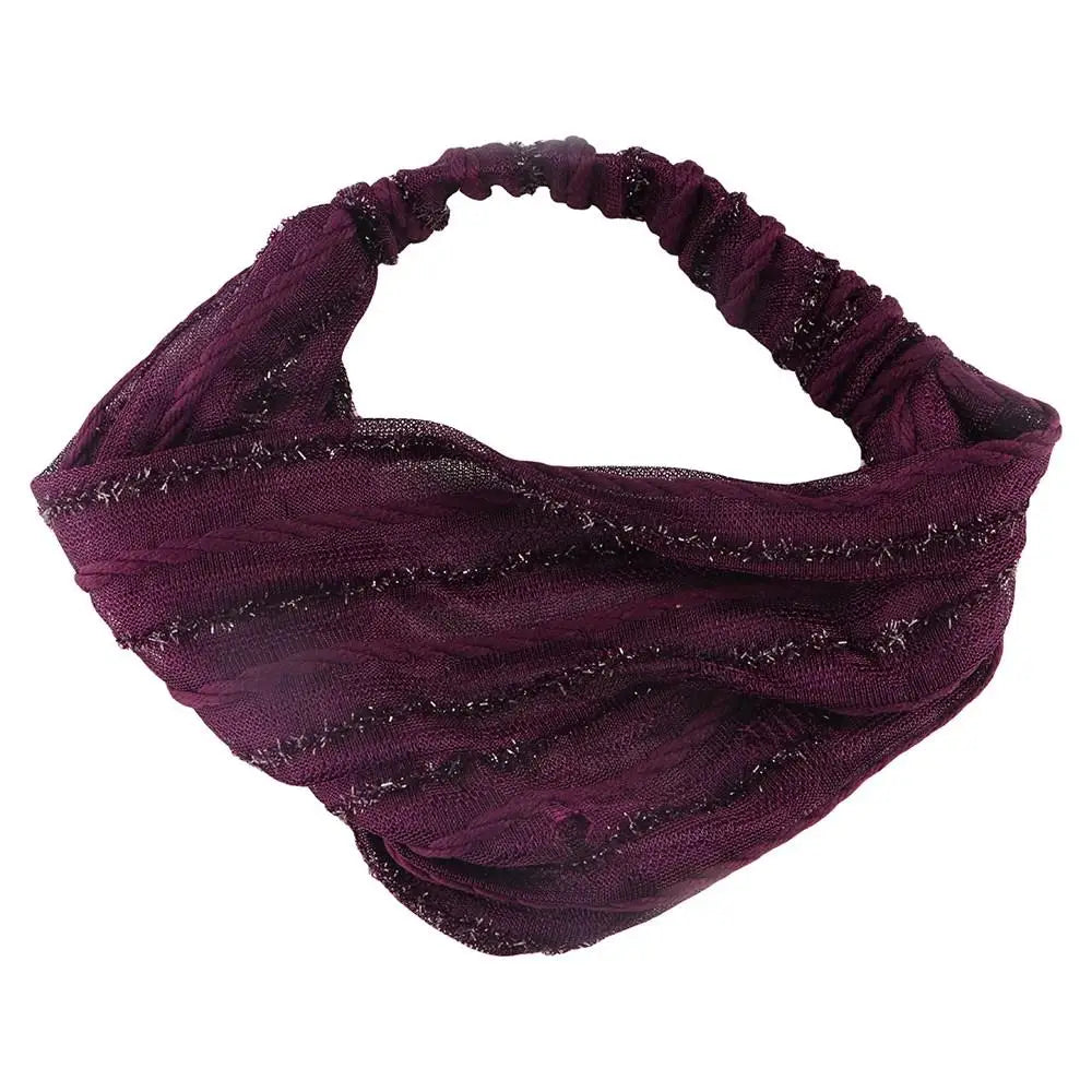 White Hair Elastic Hair Band Sequin Shiny Cloth Mother Hair Hoop Women Headband Korean Headwear Wide Hair Band Mesh Hairbands