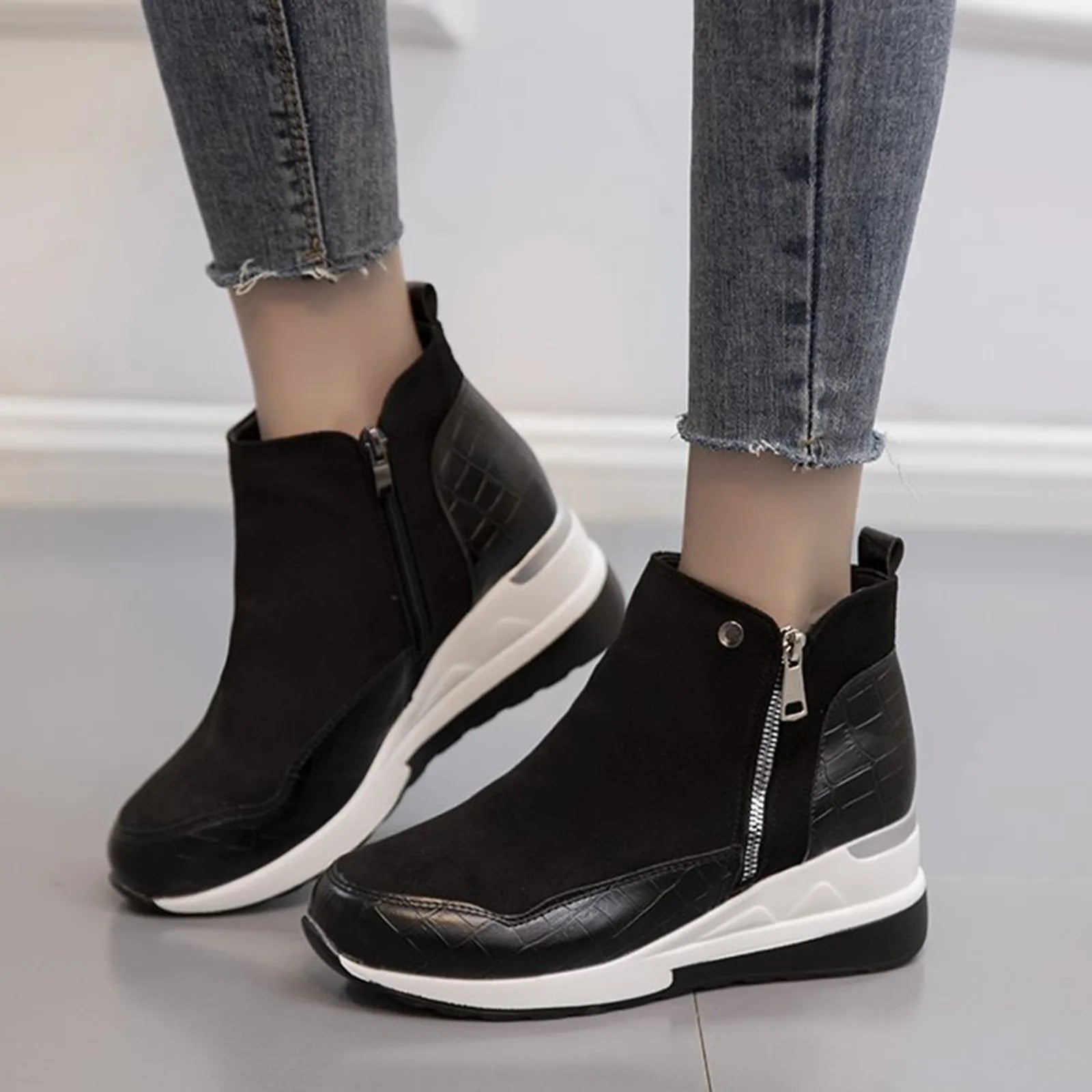 Women Ankle Boots Flat Women Shoes Thick Bottom Wedge Heel Casual Ankle Boots Fashionable Botas Femininas Frete GráTis PromoçõEs