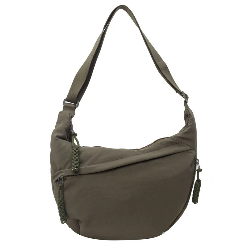 Leisure Crossbody Hobo Bag with Large Capacity Versatile and Niche Design Nylon Shoulder Bag Student Class Mailman Bag