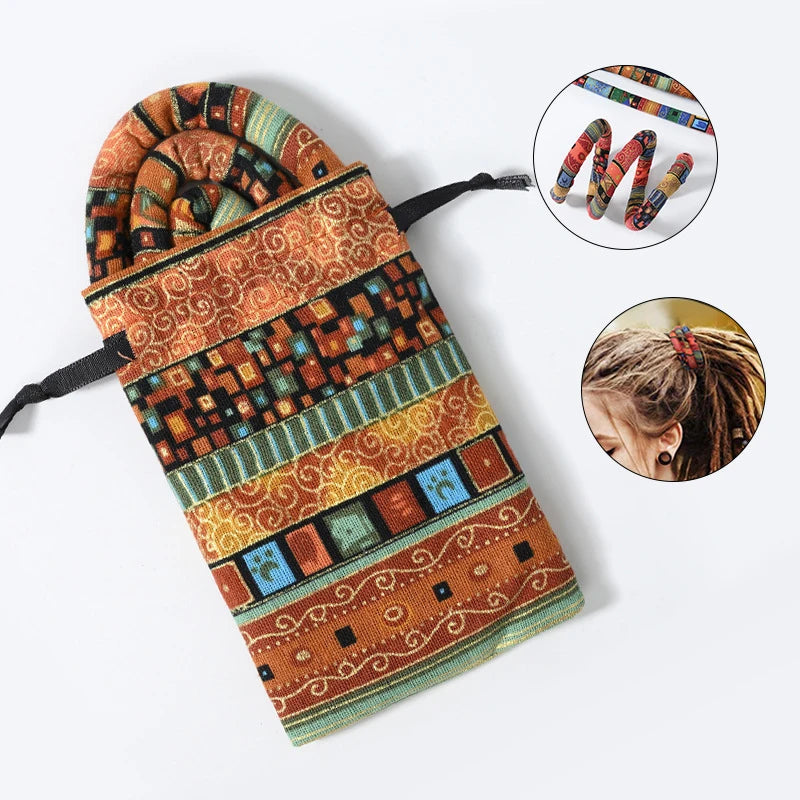 Bendable Hair Bands Ethnic Style Hair Ropes Ties Horsetail Headband Colorful Dreadlocks Long Ponytail Holders Hair Accessories