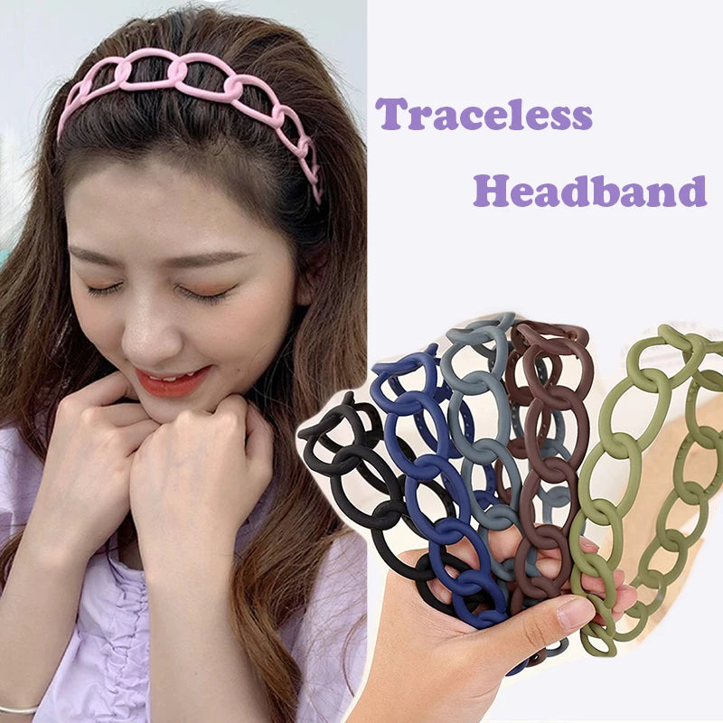 Women Headband Hairband Fashion Chain Round Band For Hair Girls Hair Accessories Headwear Traceless Hair Hoop Bang Holder