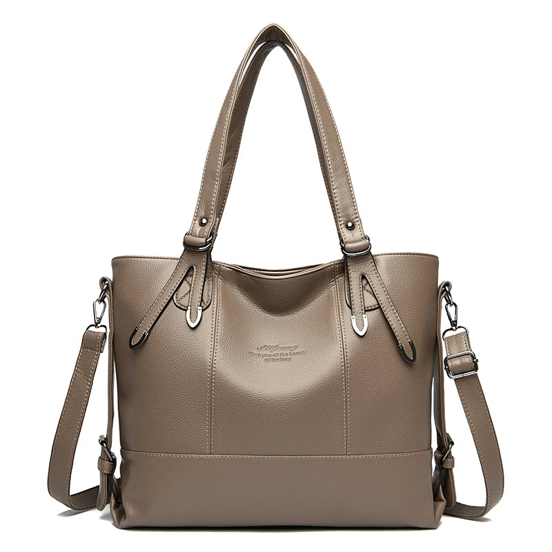 Ladies' tote bag: Fashionable and versatile, large-capacity soft leather single-shoulder bag