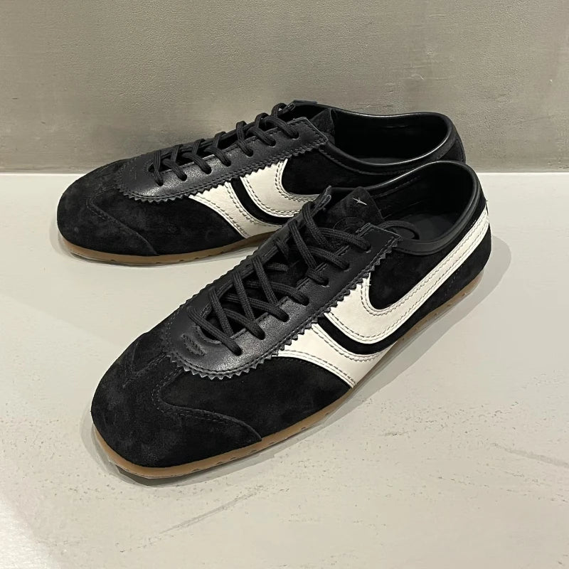 Women's Sports Shoes Genuine Leather 2025 Autumn Retro German Training Shoes High-Quality New Forrest Gump Women's Shoes Flat