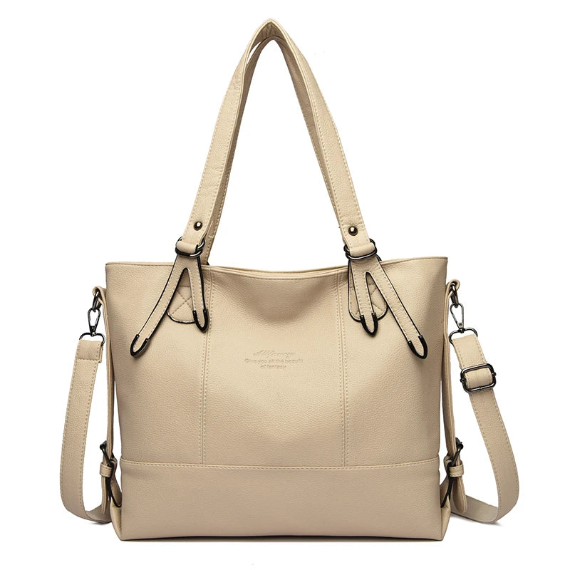 Ladies' tote bag: Fashionable and versatile, large-capacity soft leather single-shoulder bag