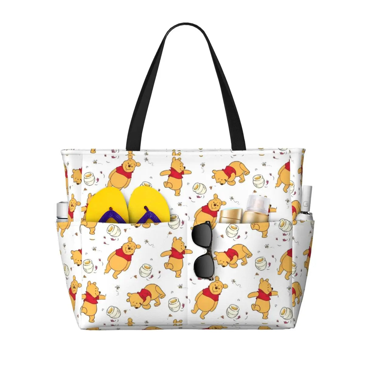 Fashion Winnie The Pooh Women Tote Bag for Travel Large Cute Bear Print Weekender Bags for Holiday