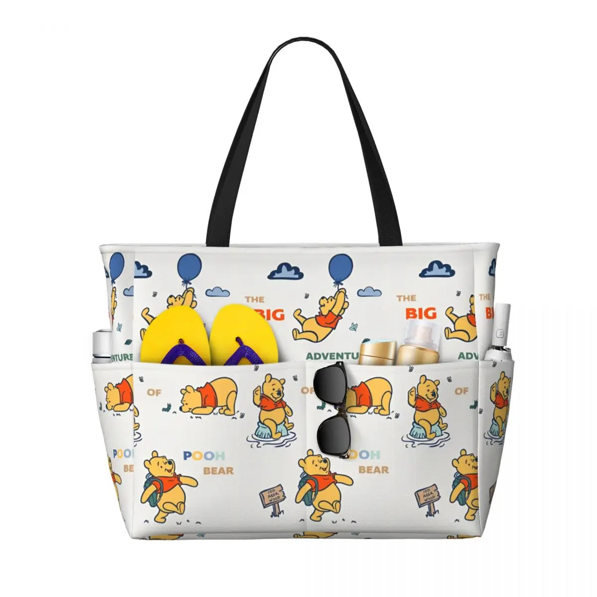 Fashion Winnie The Pooh Women Tote Bag for Travel Large Cute Bear Print Weekender Bags for Holiday