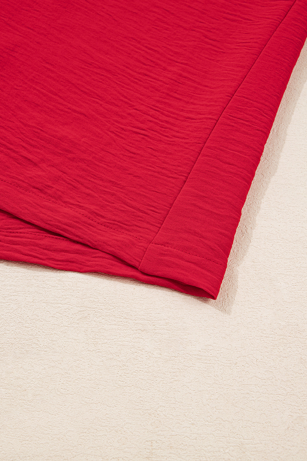 Fiery Red Plus Size Shirred Cuff Dolman Oversized Tunic Blouse