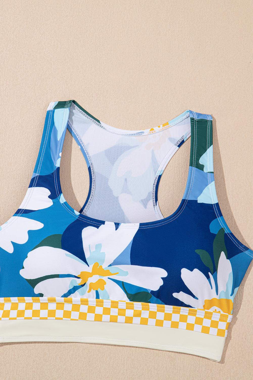 Green Floral Print Racerback High Waist Bikini Swimwear