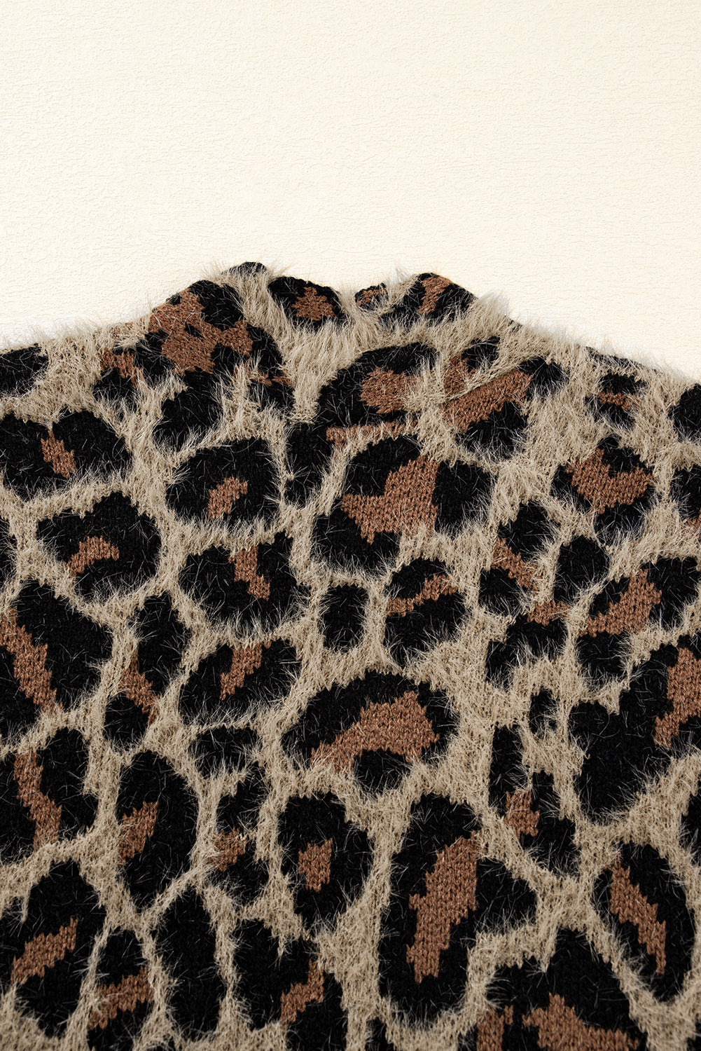 Brown Leopard Open Front Fuzzy Cardigan