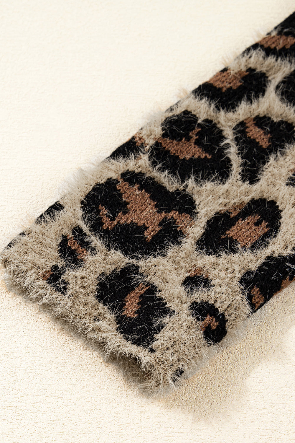 Brown Leopard Open Front Fuzzy Cardigan