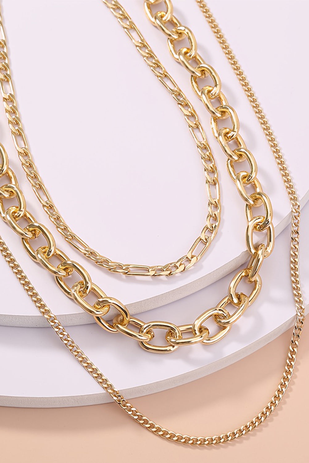 Gold 3pcs Chunky Chain Necklace Set